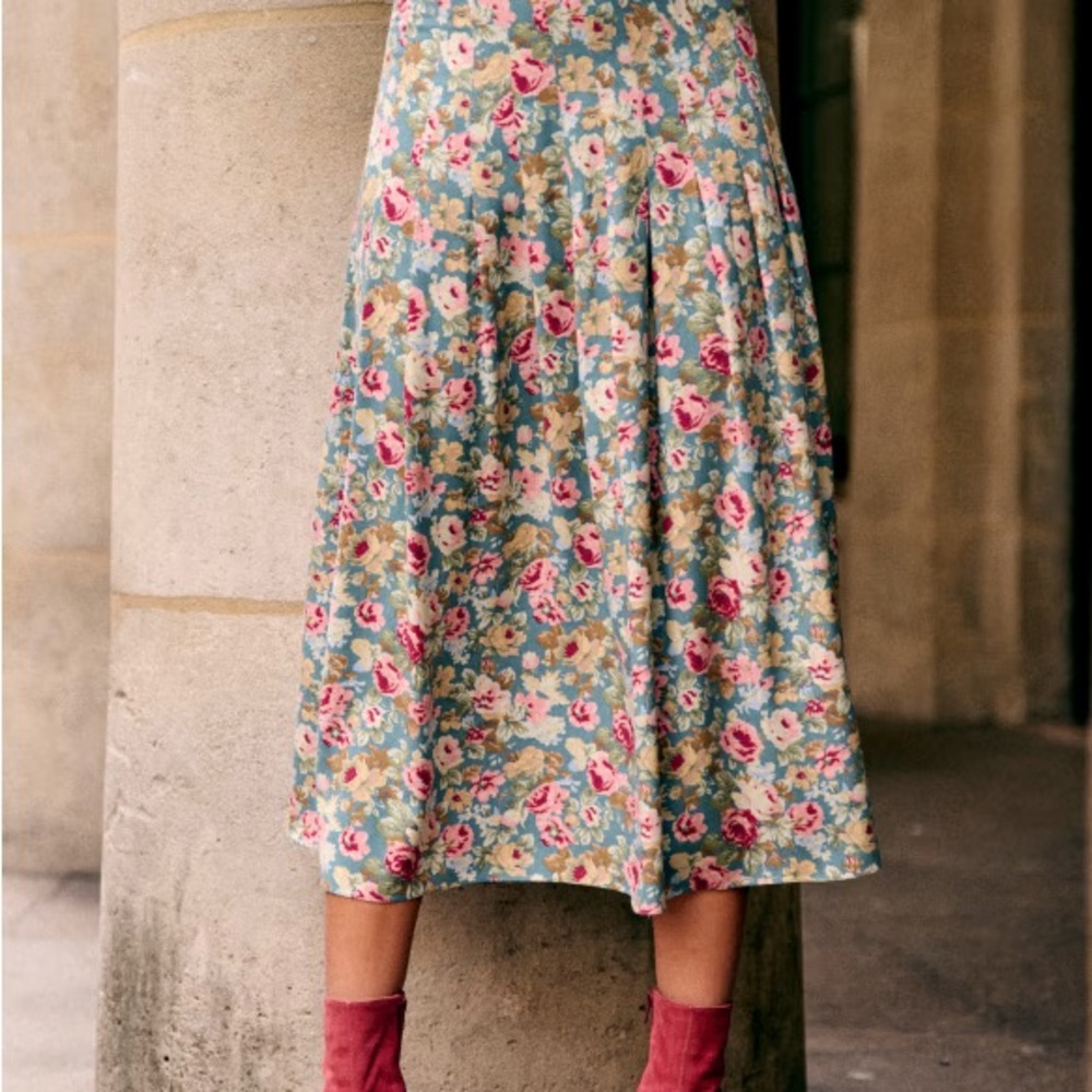 Sezane Floral Midi Skirt